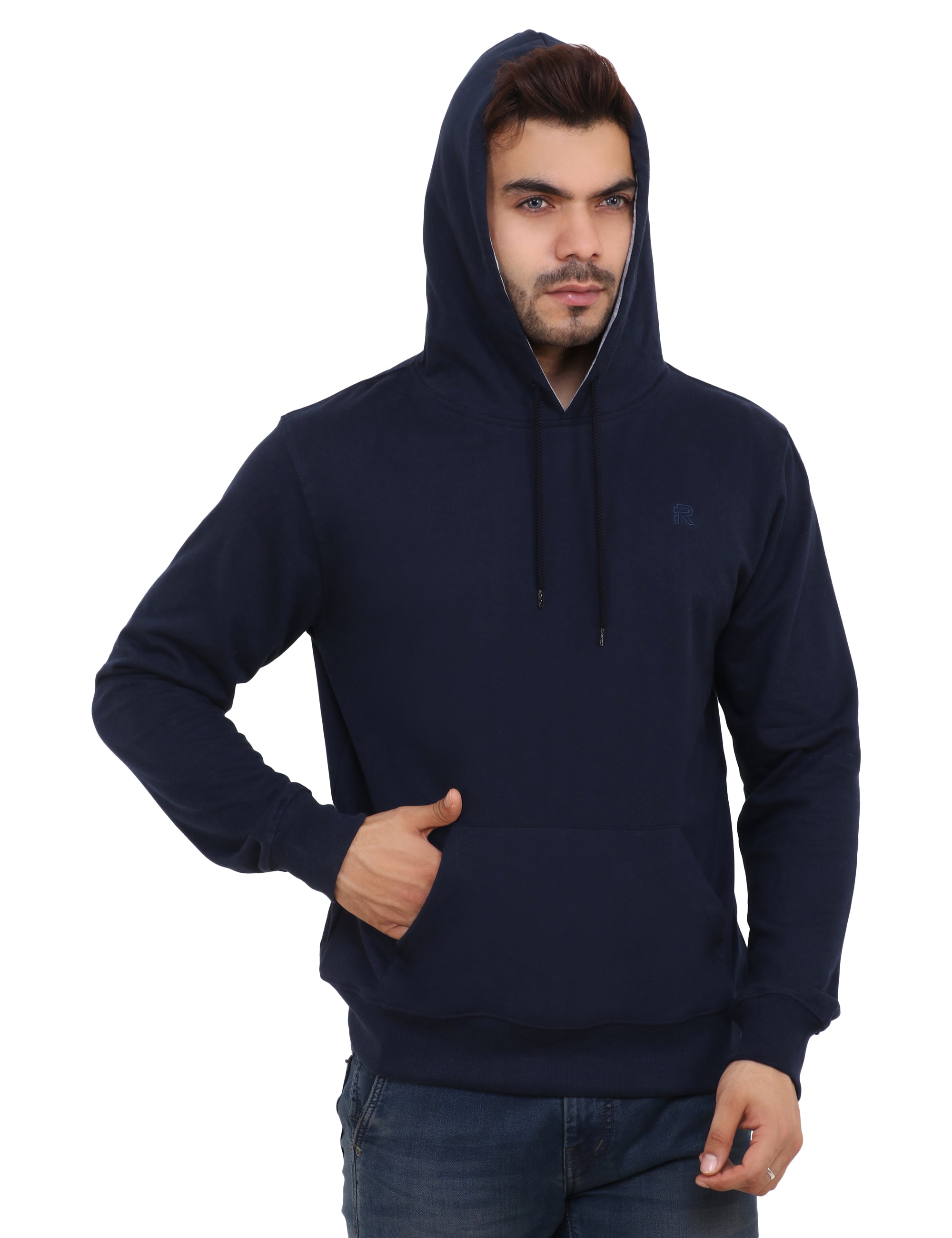 Navy Blue All weather cotton Hoodie