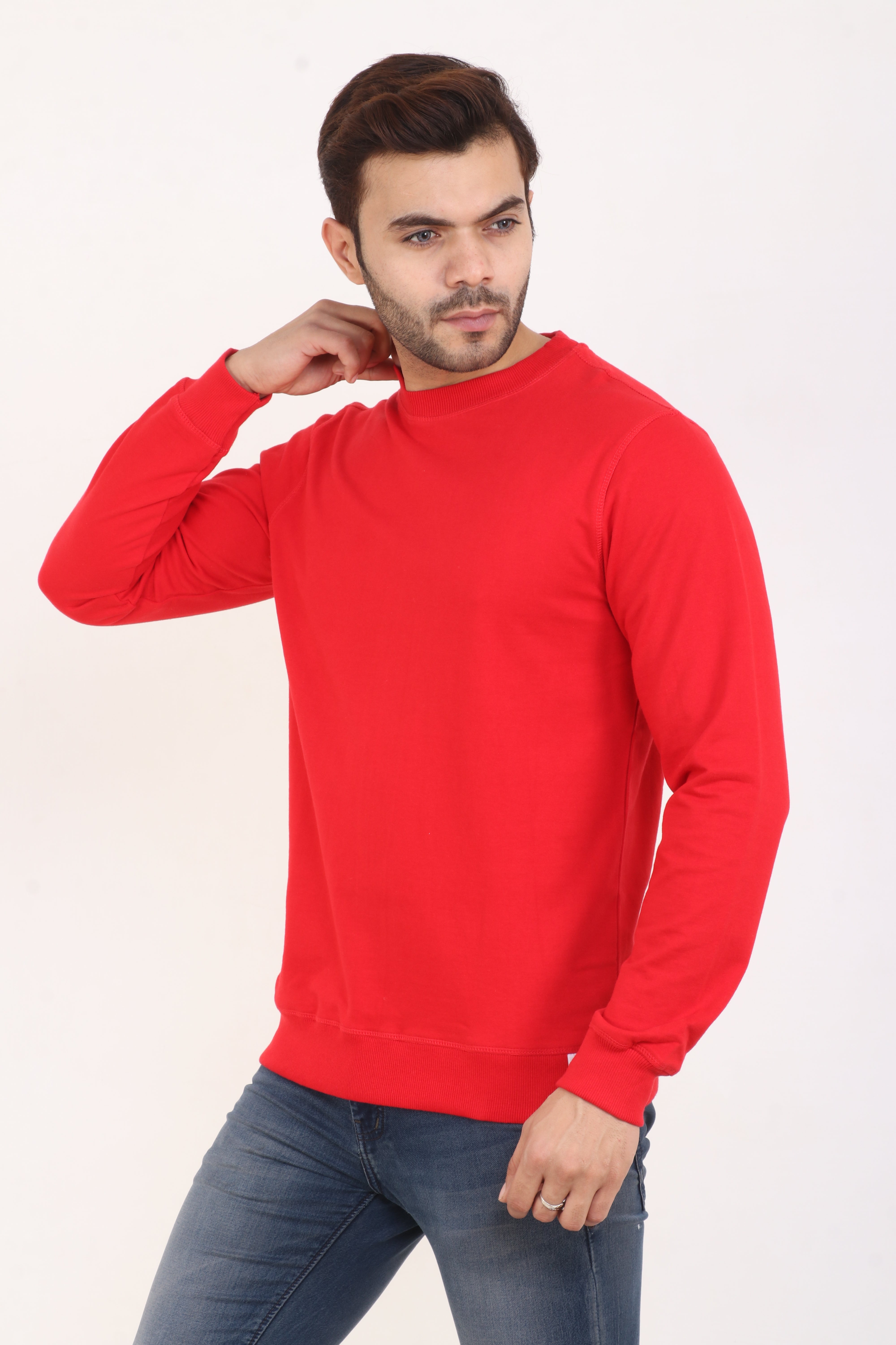 Crimson Red Fleece Sweatshirt for Men