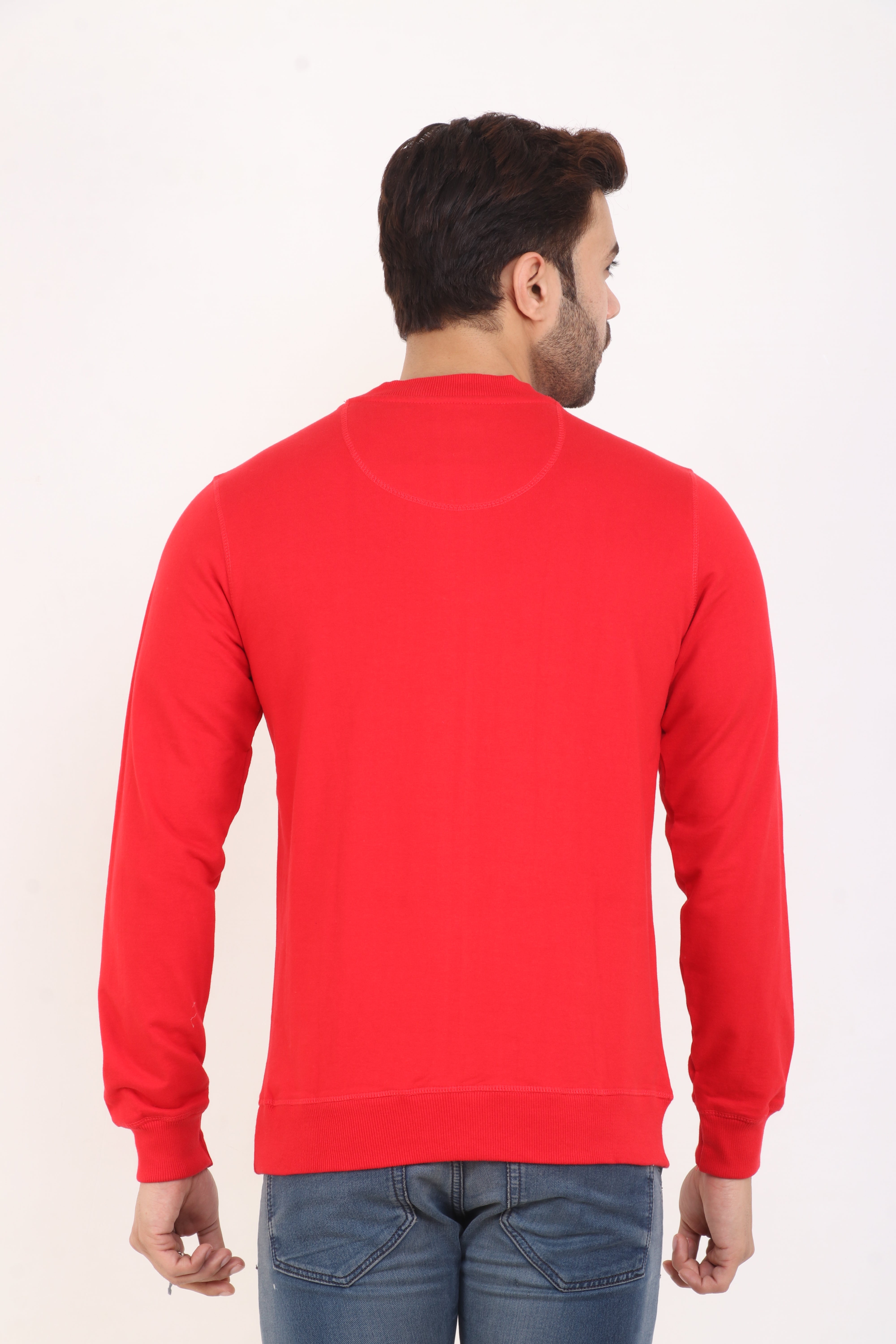 Back Profile Red Fleece Sweatshirt for Men