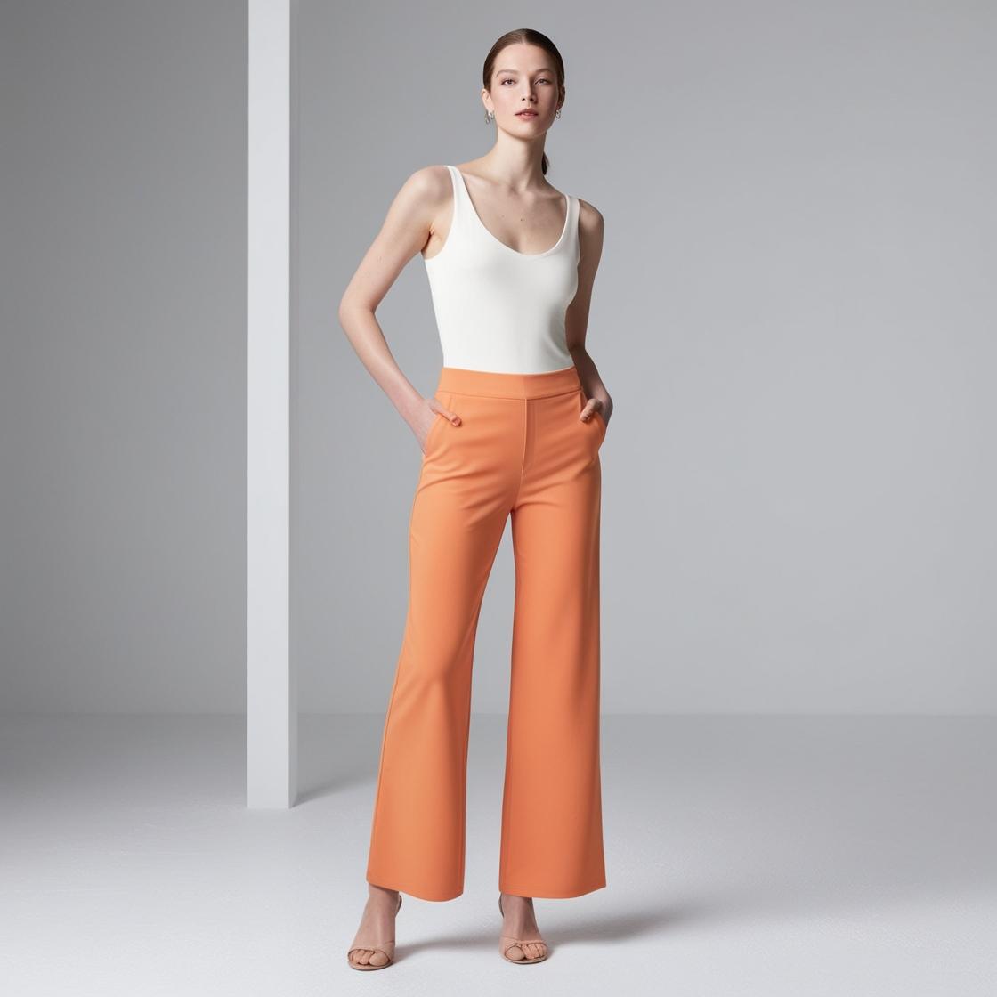 BarelyStylish Women's Palazzos – Papaya Color Effortless Comfort & Chic Style