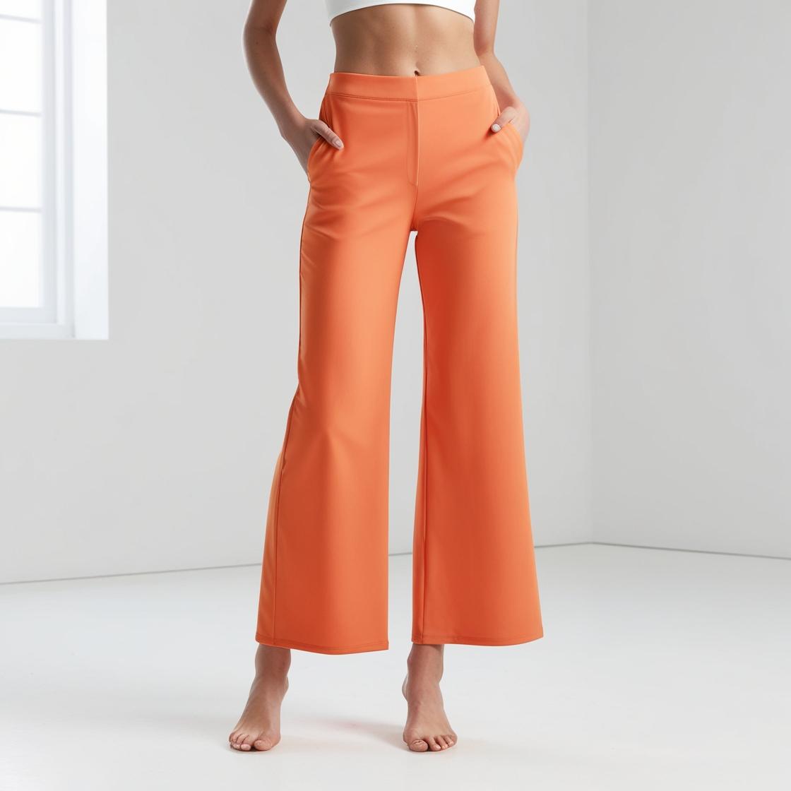 BarelyStylish Women's Palazzos – Papaya Color Effortless Comfort & Chic Style