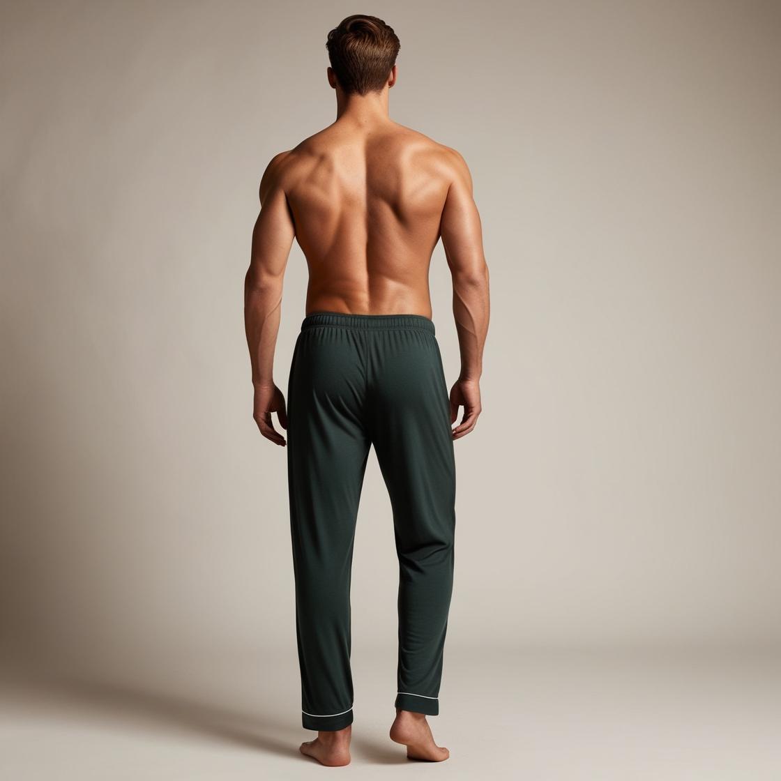 Men’s Daily Wear Dark Green Cotton Pyjamas by BarelyStylish | Relaxed Fit Home & Sleepwear with Pockets