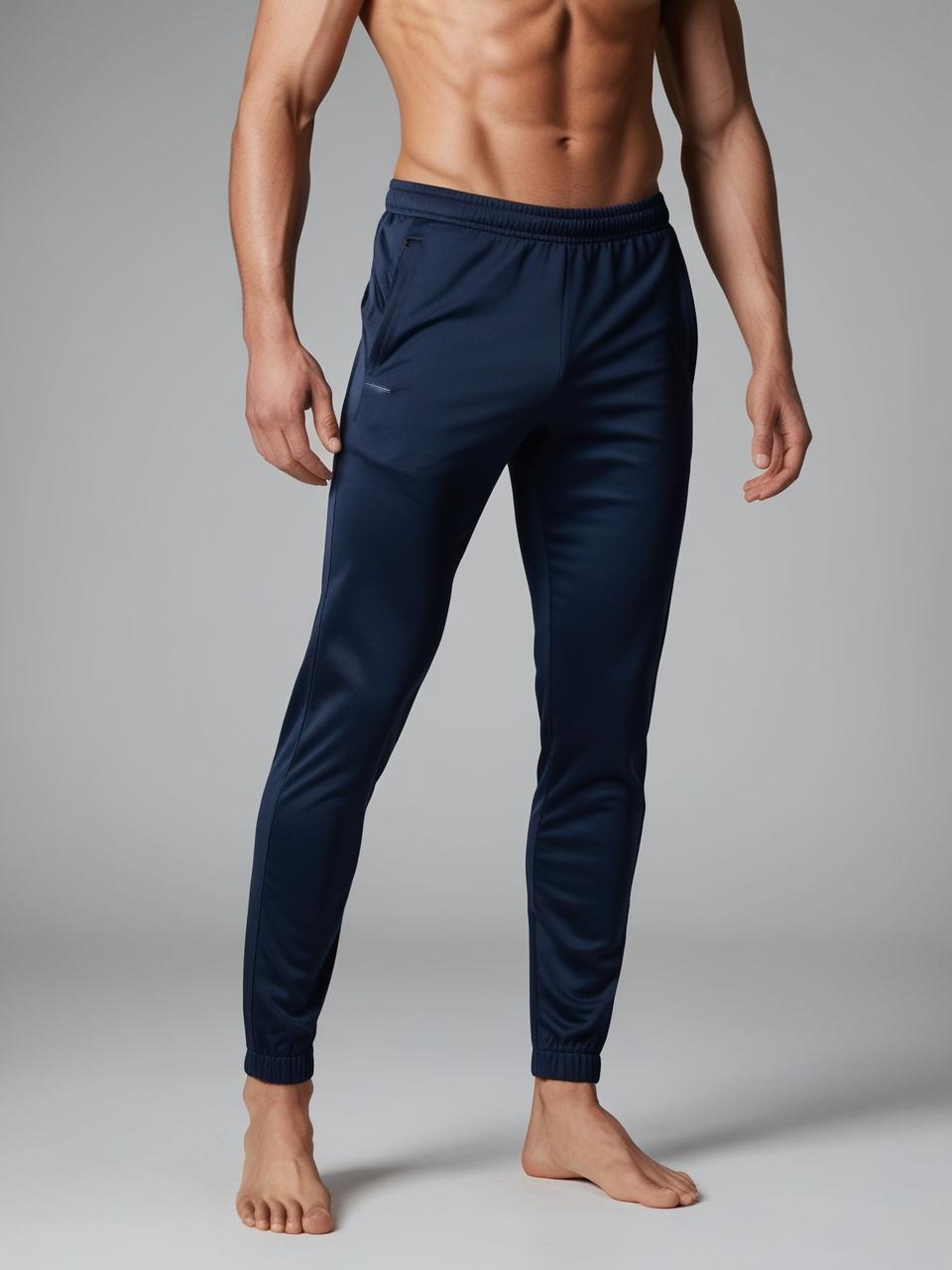 Men’s Lightweight Cotton Athletic Track Pants - Navy Blue