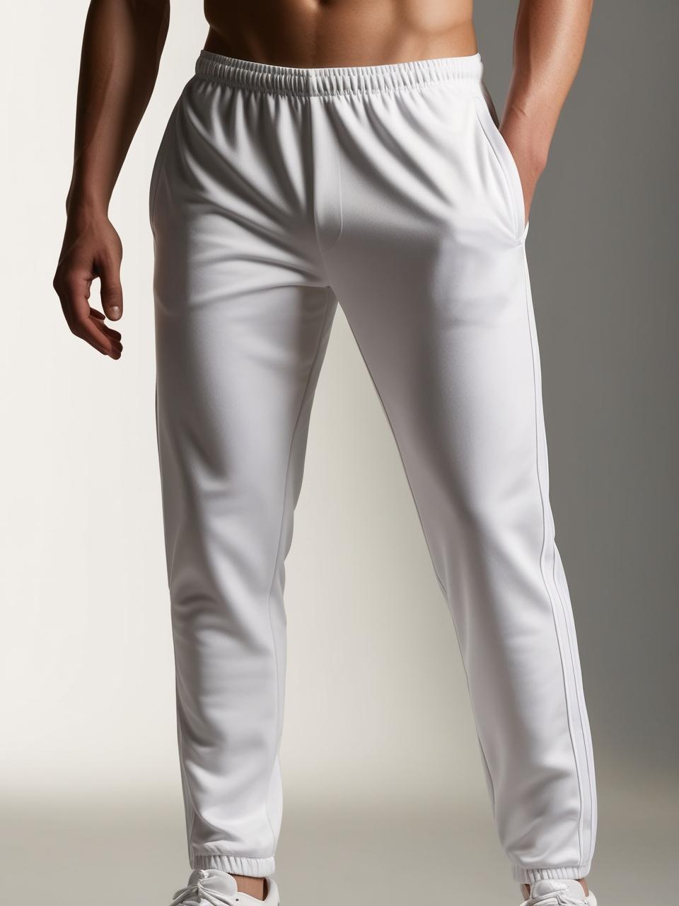Men’s Lightweight Cotton Athletic Track Pants - White