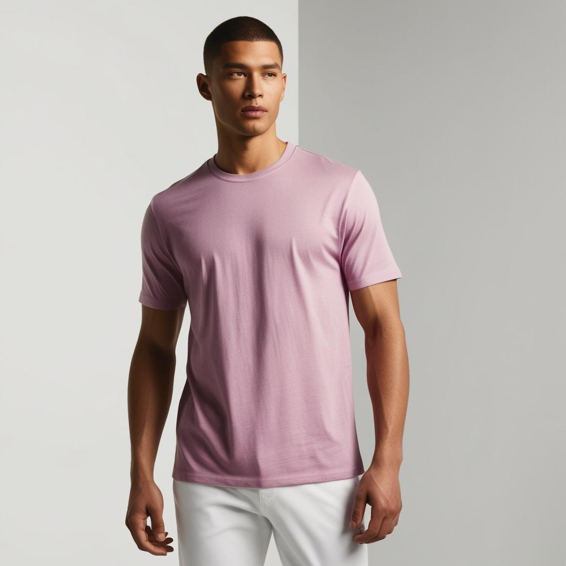 Cotton Blend Light Magenta Crew neck T-shirt