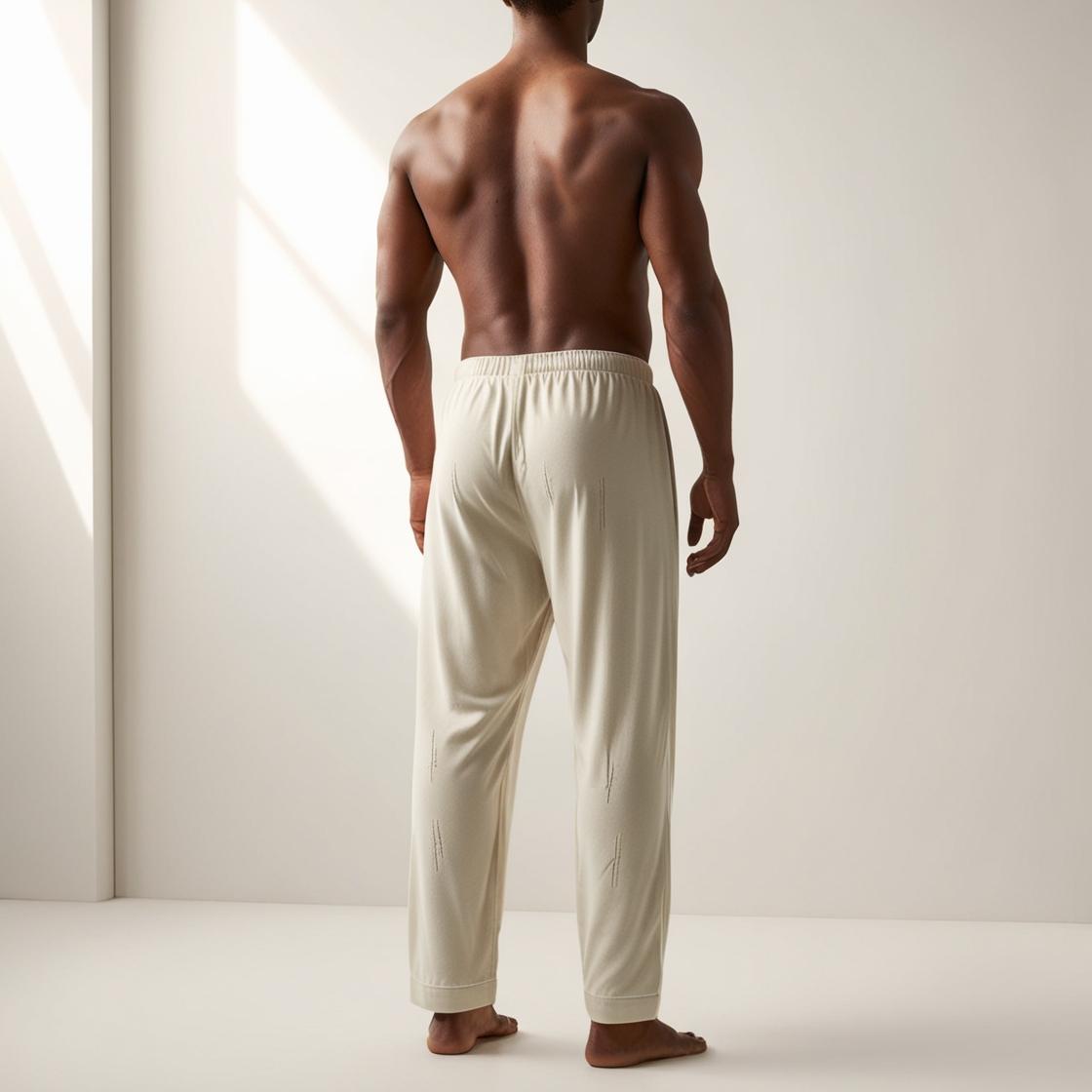 BarelyStylish Men's Cream Color Cotton Pyjamas for Daily Home Wear | Comfort Fit Loungewear with Pockets