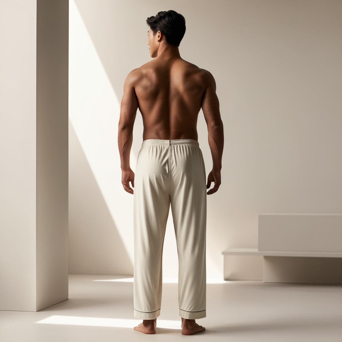 BarelyStylish Men's Cream Color Cotton Pyjamas for Daily Home Wear | Comfort Fit Loungewear with Pockets