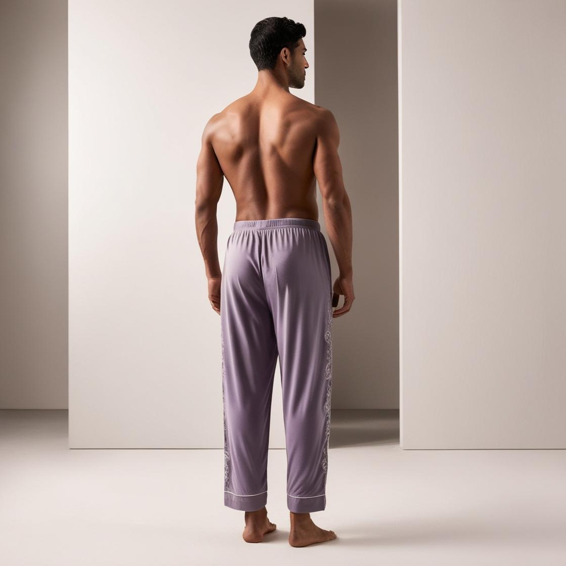 Men’s Daily Wear Lavendar Cotton Pyjamas by BarelyStylish | Relaxed Fit Home & Sleepwear with Pockets