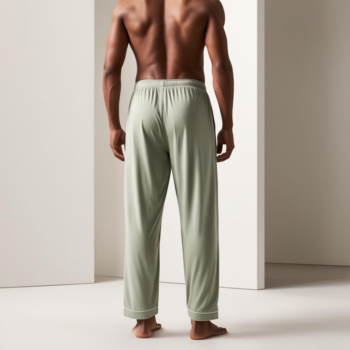 Men’s Daily Wear Light Green Cotton Pyjamas by BarelyStylish | Relaxed Fit Home & Sleepwear with Pockets