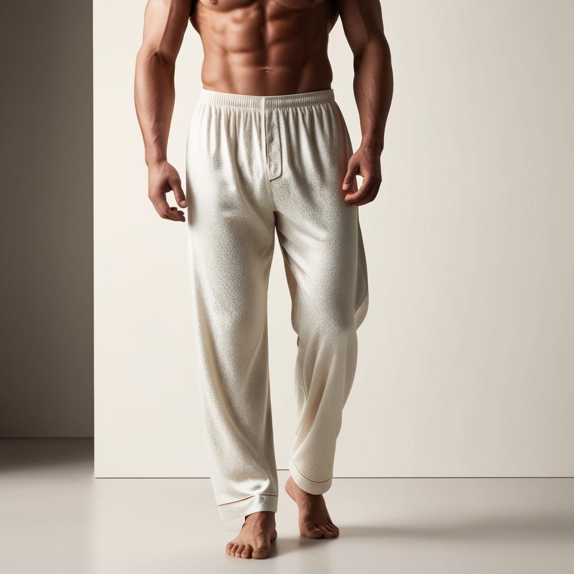 BarelyStylish Men's Cream Color Cotton Pyjamas for Daily Home Wear | Comfort Fit Loungewear with Pockets