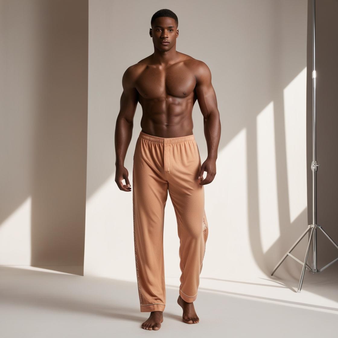 Men’s Daily Wear Light Orange Cotton Pyjamas by BarelyStylish | Relaxed Fit Home & Sleepwear with Pockets