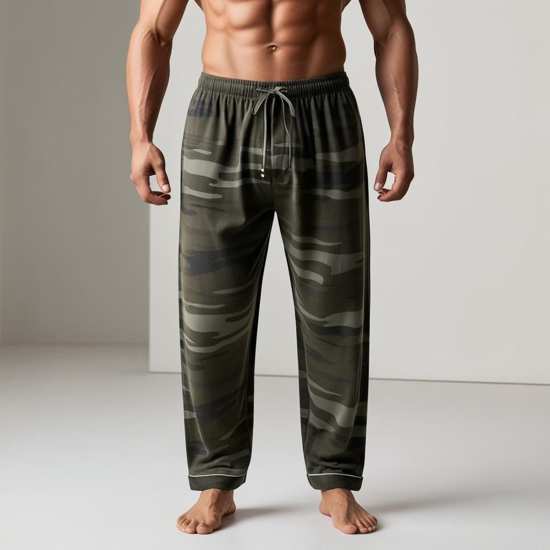 Military green men's cotton pyjama