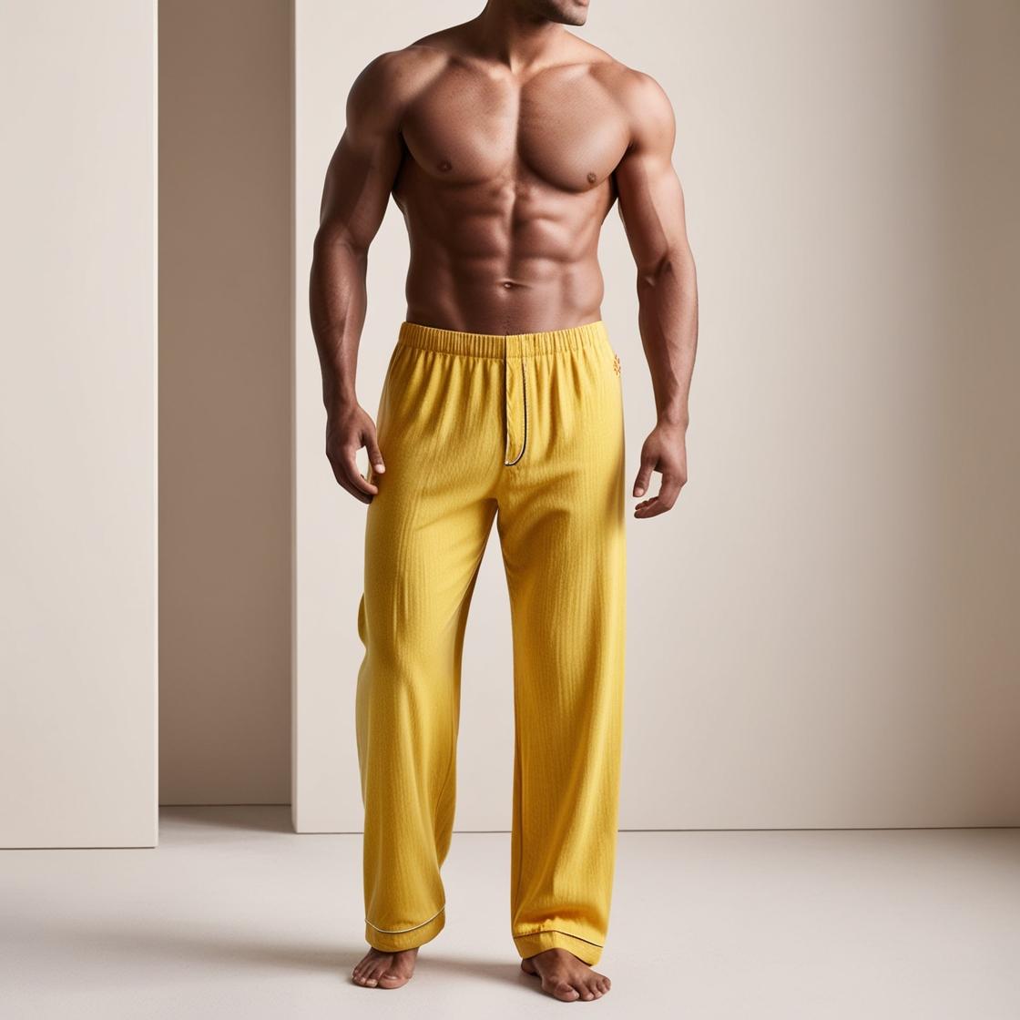 BarelyStylish Men's Sunflower Yellow Comfort-Fit Cotton Lowers (Pyzamas) | Soft, Breathable