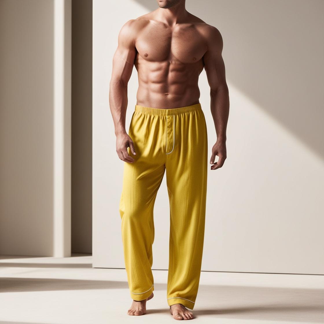 BarelyStylish Men's Sunflower Yellow Comfort-Fit Cotton Lowers (Pyzamas) | Soft, Breathable