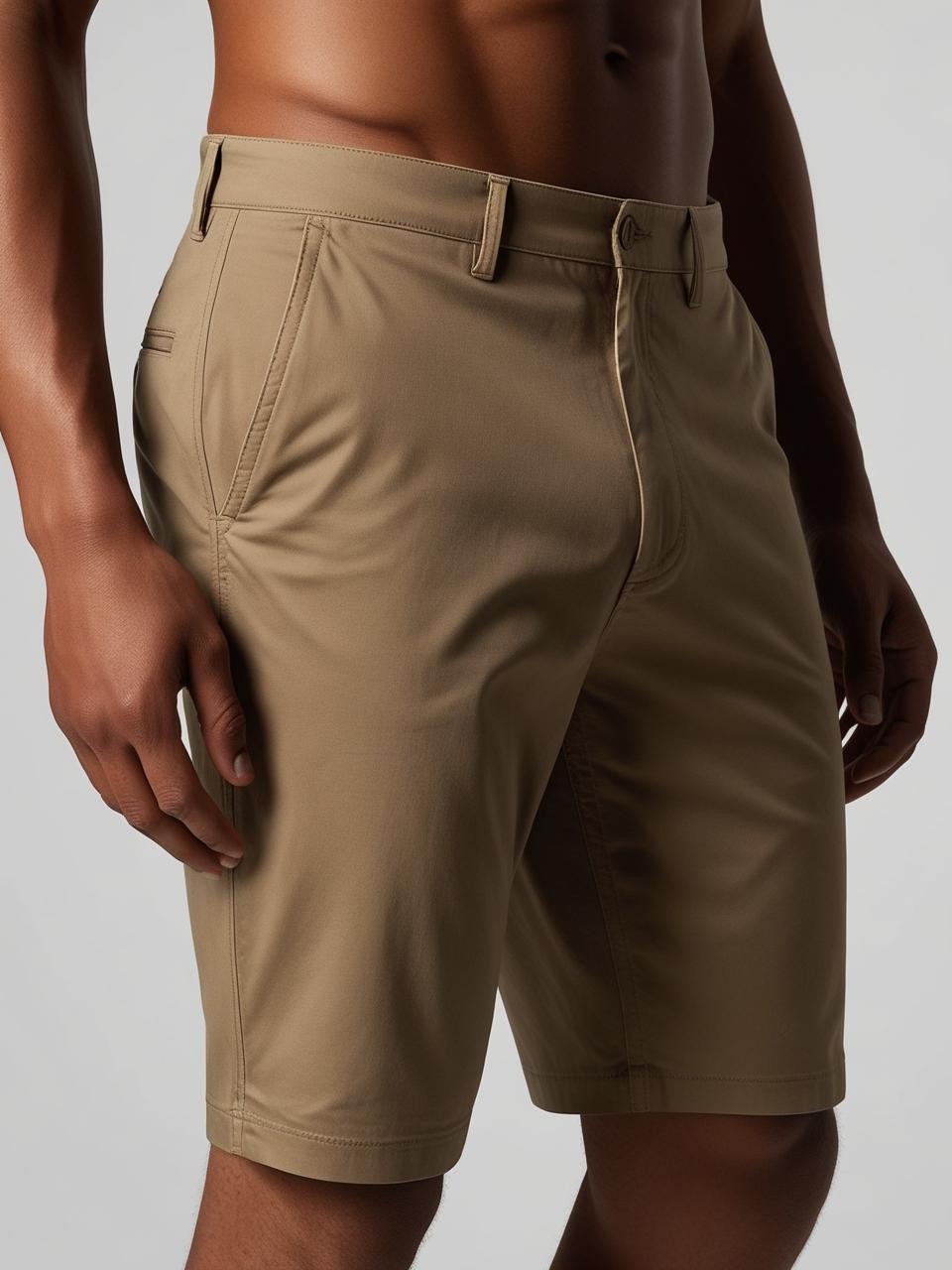 Beige Cotton Khaki Short for Men