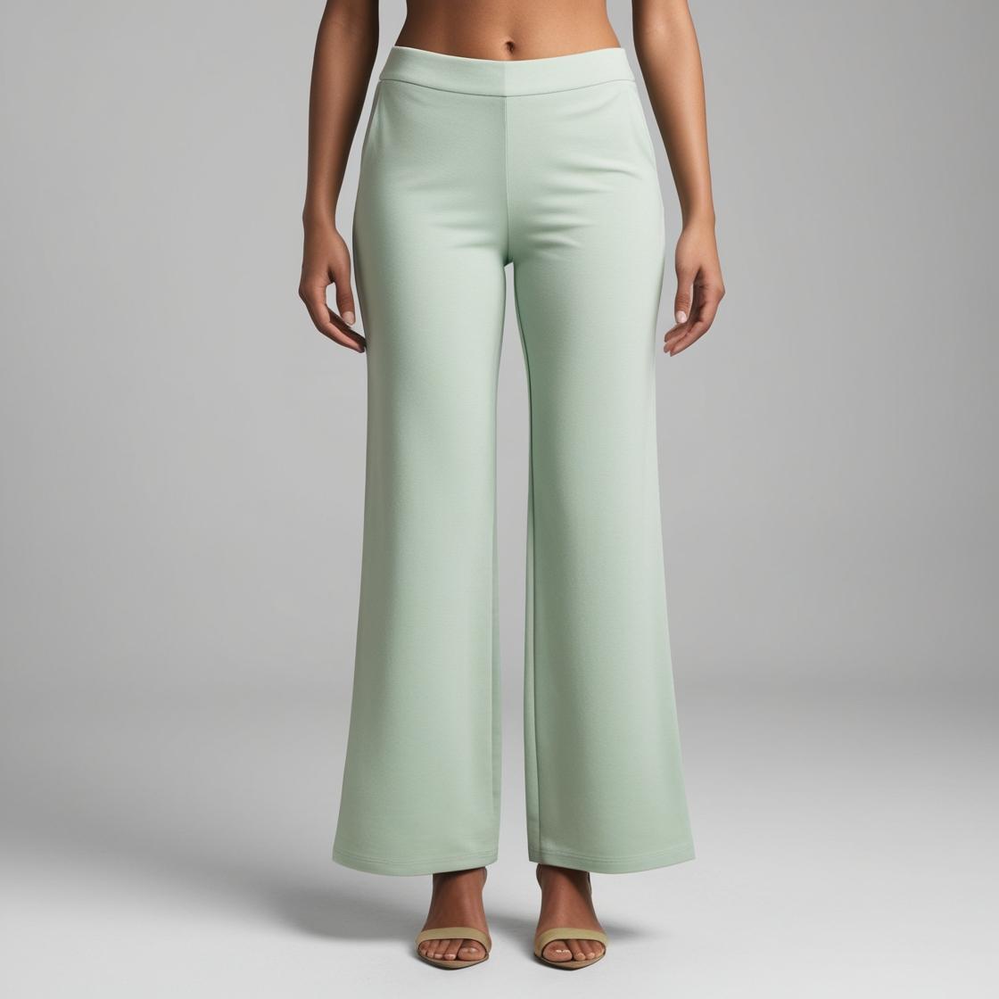 BarelyStylish Women's Palazzos – Pista Green Effortless Comfort & Chic Style