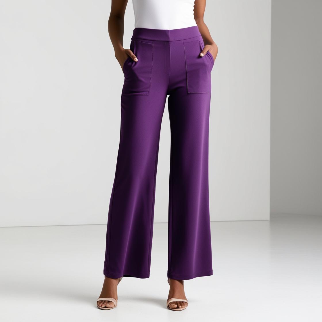 BarelyStylish High-Waisted Women's Palazzo – Purple Ultra Stretch & Comfort