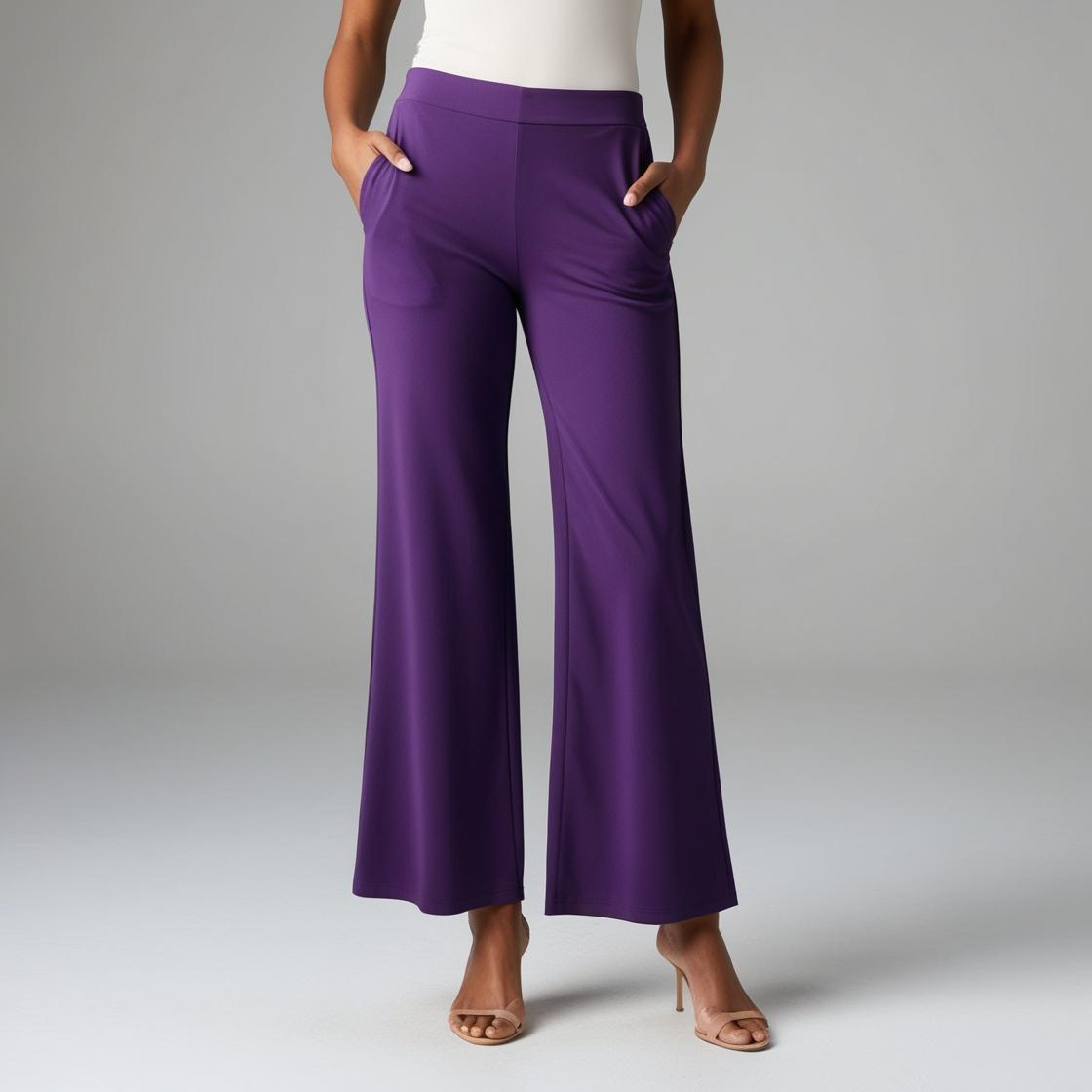 BarelyStylish High-Waisted Women's Palazzo – Purple Ultra Stretch & Comfort