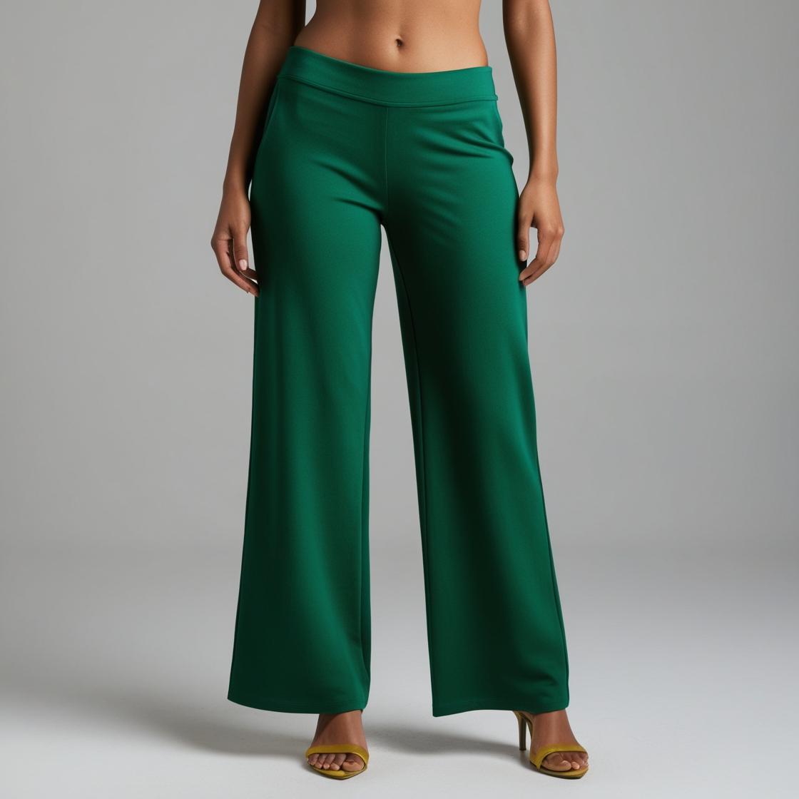 BarelyStylish Women's Palazzos – Chilli Green Effortless Comfort & Chic Style