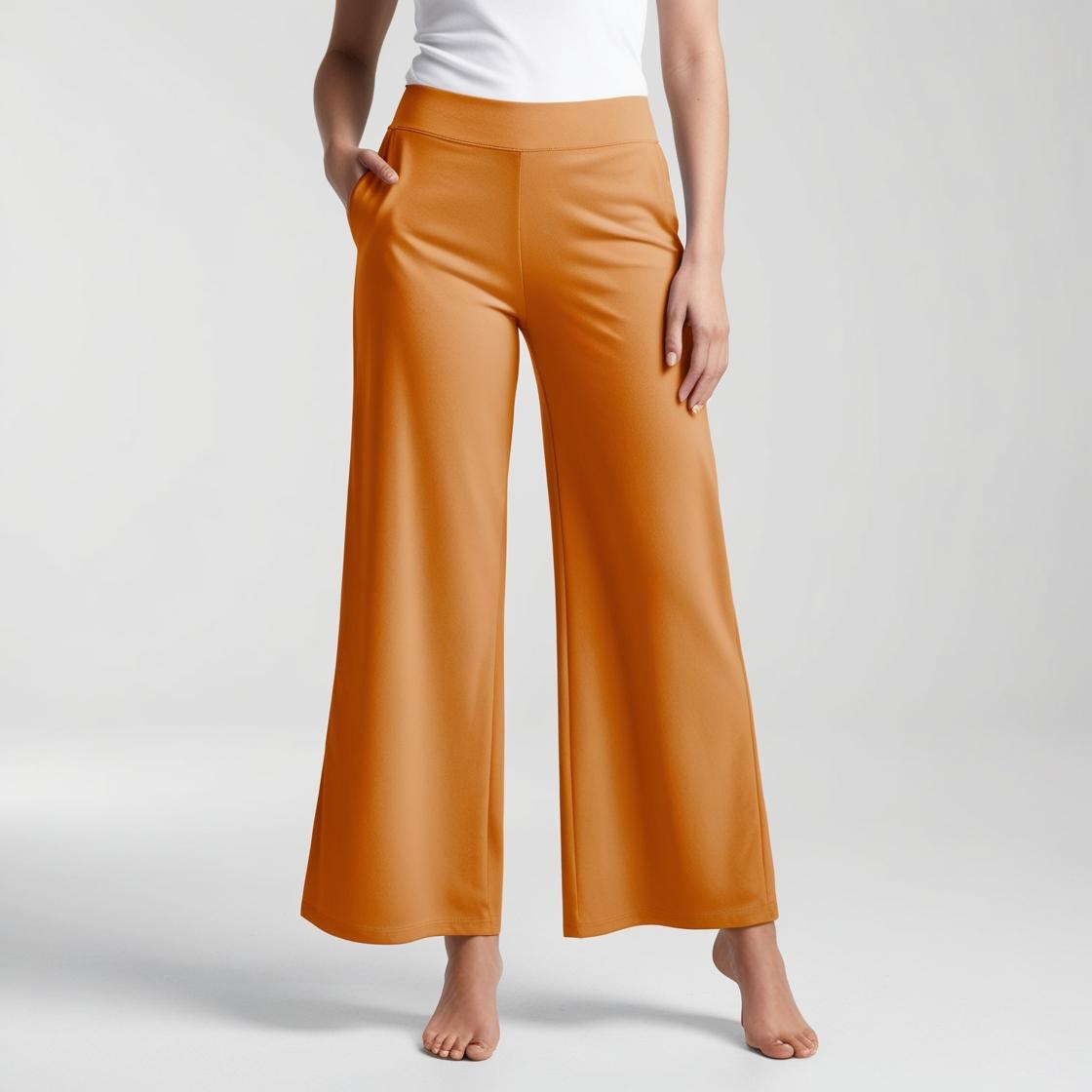 BarelyStylish Women's Palazzos – Mango Color Effortless Comfort & Chic Style