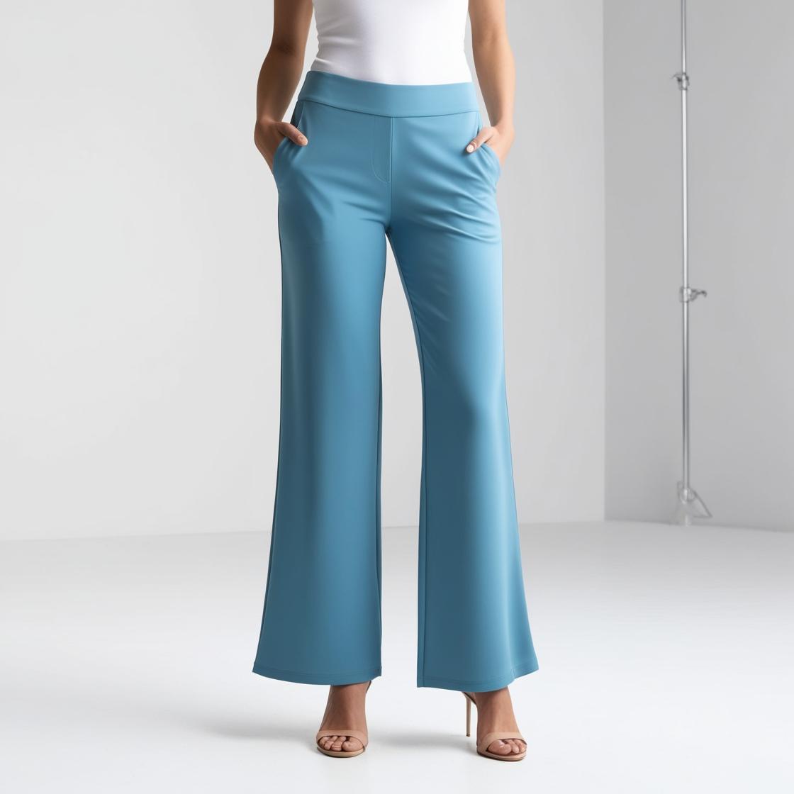 BarelyStylish Women's Palazzos – Blue Sky Effortless Comfort & Chic Style