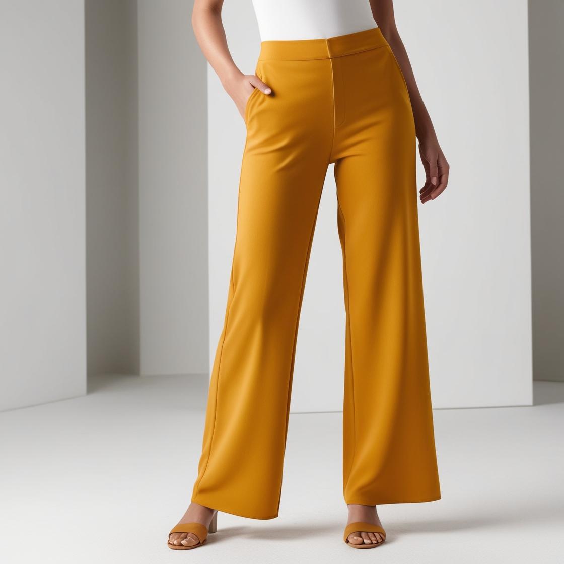 BarelyStylish Women's Palazzos – Yellow Capsicum Effortless Comfort & Chic Style