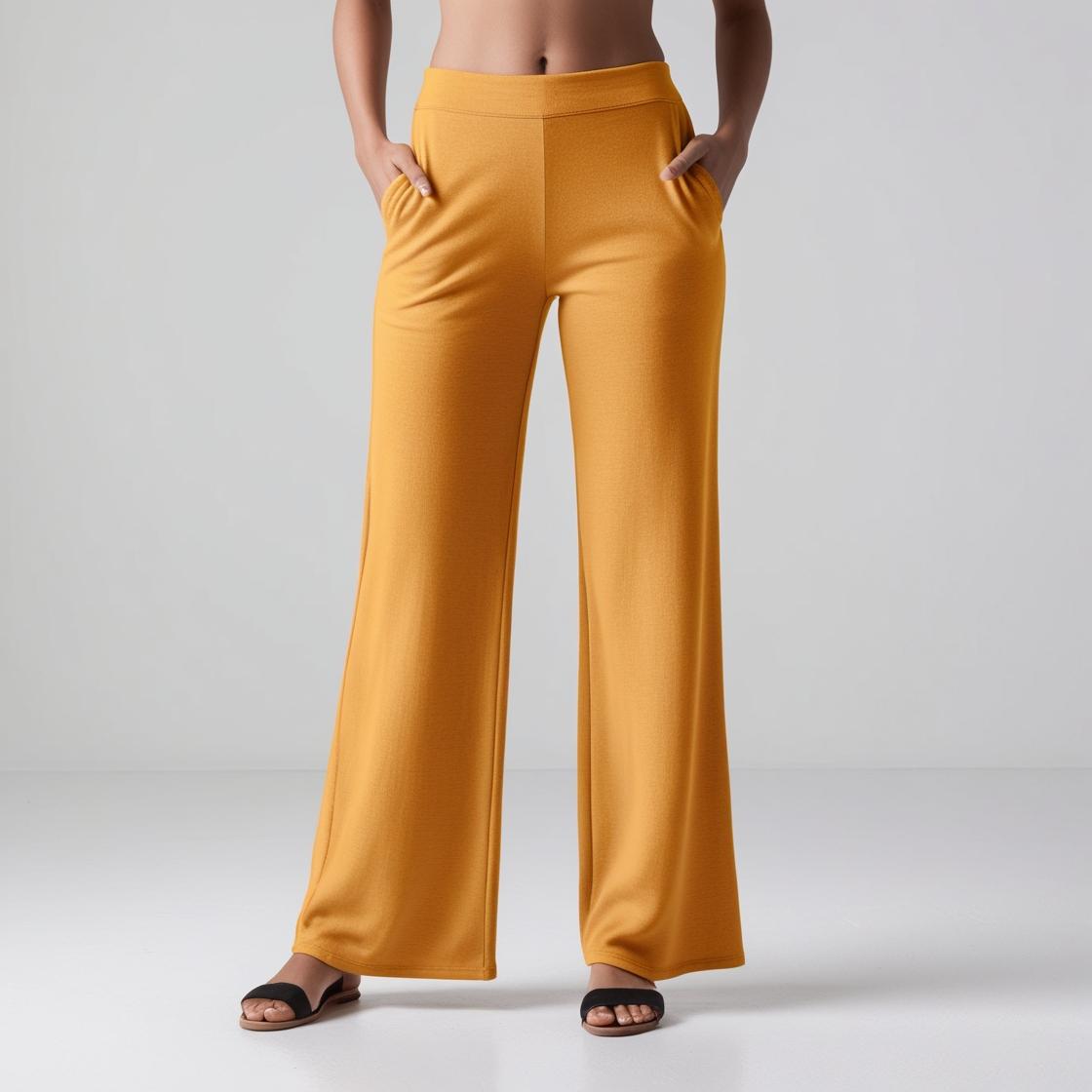 BarelyStylish Women's Palazzos – Yellow Capsicum Effortless Comfort & Chic Style