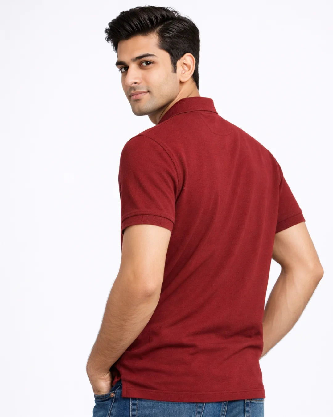 BarelyStylish Maroon Cotton Polo for Men