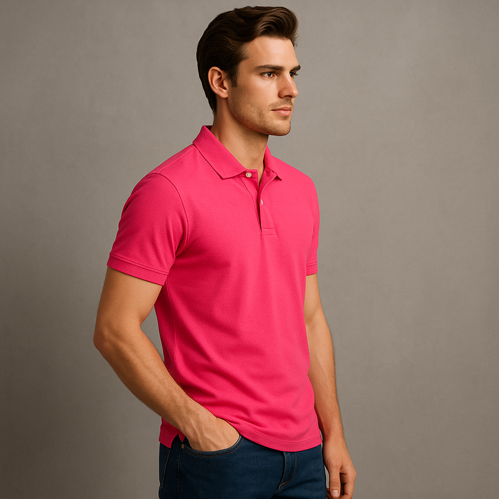 Premium Pink Polo T-Shirt for Men | Soft Cotton | Smart Casual Wear – BarelyStylish