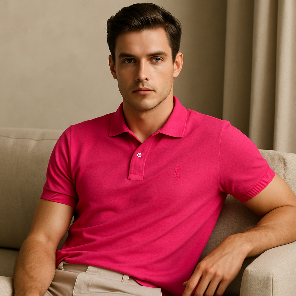 Premium Pink Polo T-Shirt for Men | Soft Cotton | Smart Casual Wear – BarelyStylish