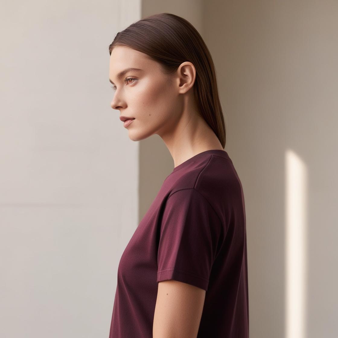 Wine Shade Cotton Tshirt for Women