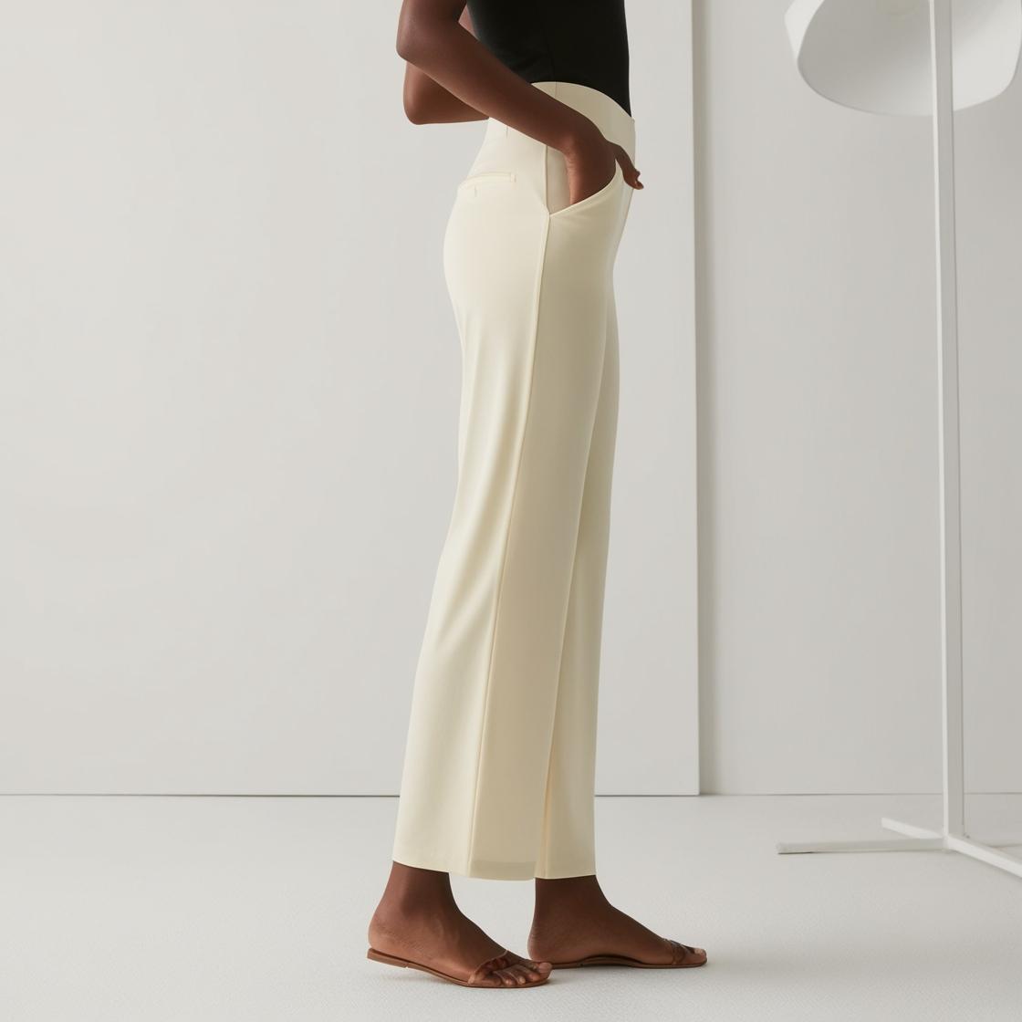 BarelyStylish Women's Palazzos – Milk Cream Effortless Comfort & Chic Style