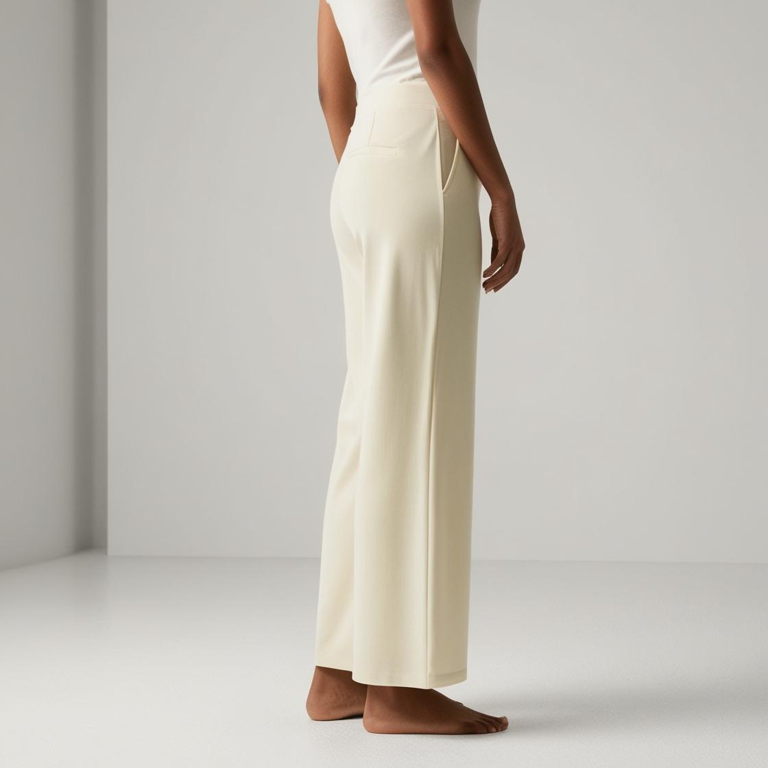 BarelyStylish Women's Palazzos – Milk Cream Effortless Comfort & Chic Style