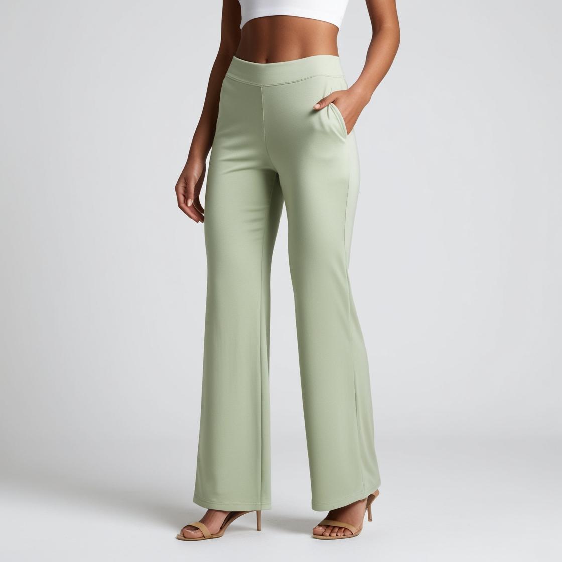 BarelyStylish Women's Palazzos – Pista Green Effortless Comfort & Chic Style