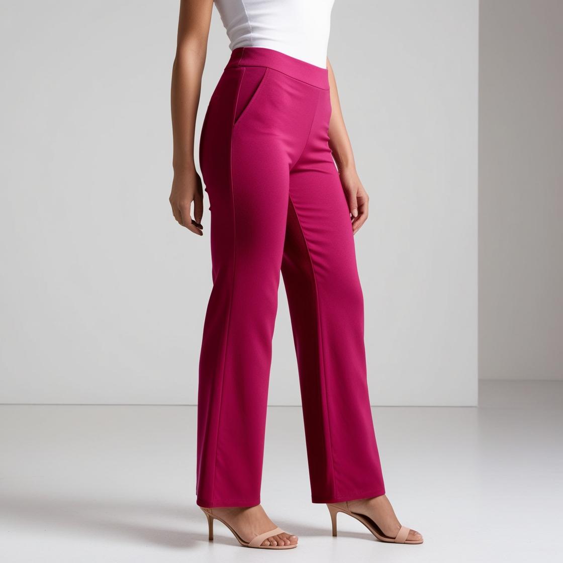 BarelyStylish Women's Palazzo Pants – Magenta Flowy Comfort & Effortless Style