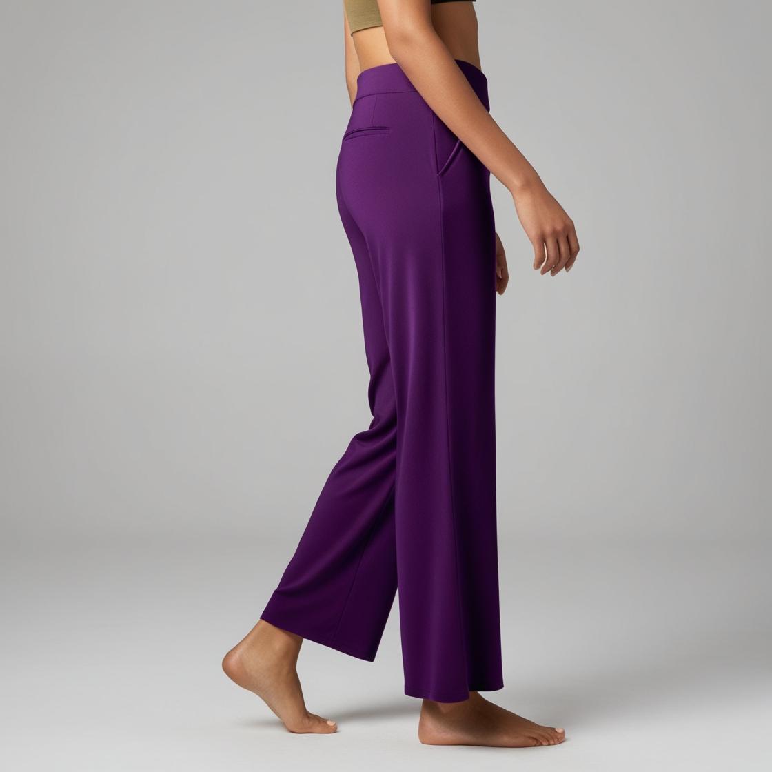 BarelyStylish High-Waisted Women's Palazzo – Purple Ultra Stretch & Comfort