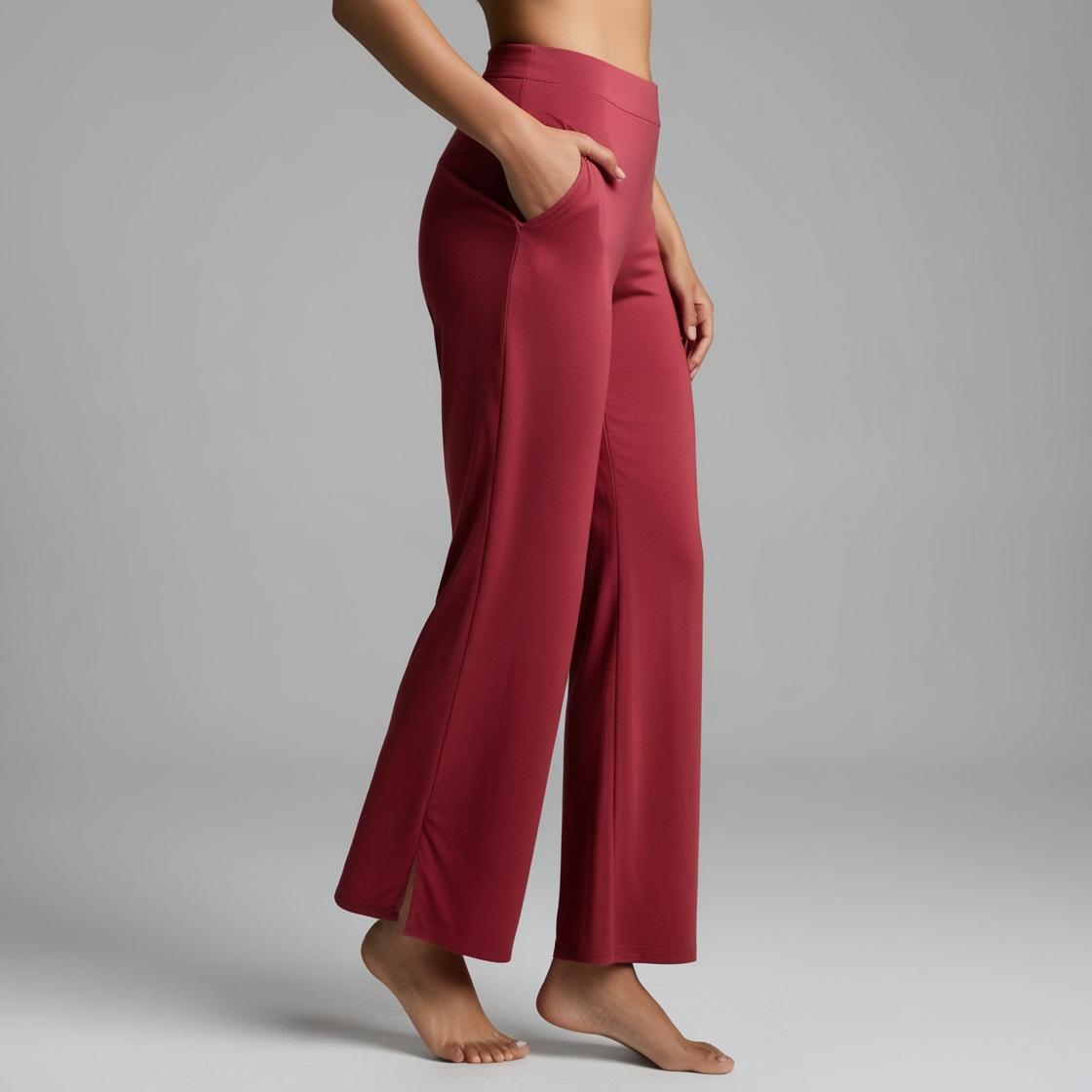 BarelyStylish Women's Palazzos – Rose Red Effortless Comfort & Chic Style