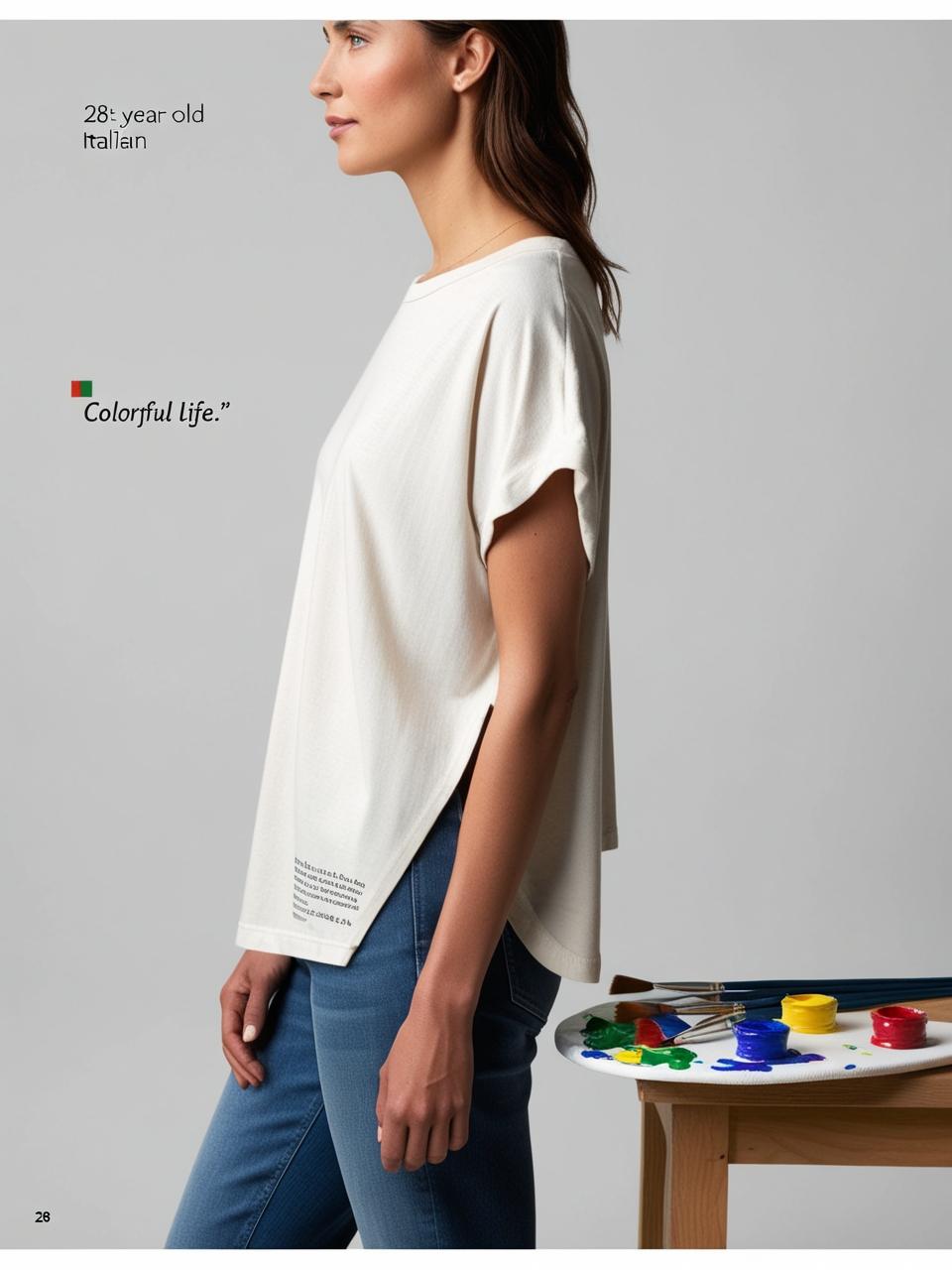 Crew Neck Off White Colorful State - oversized crew neck t-shirt for women