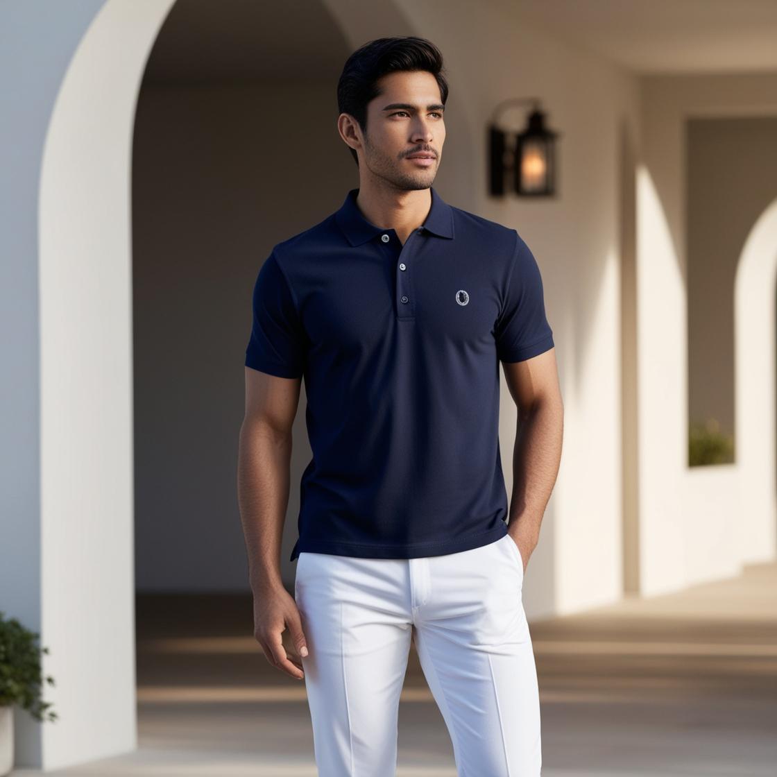 Navy Blue Polo T-Shirt for Men – Smart Casual by BarelyStylish