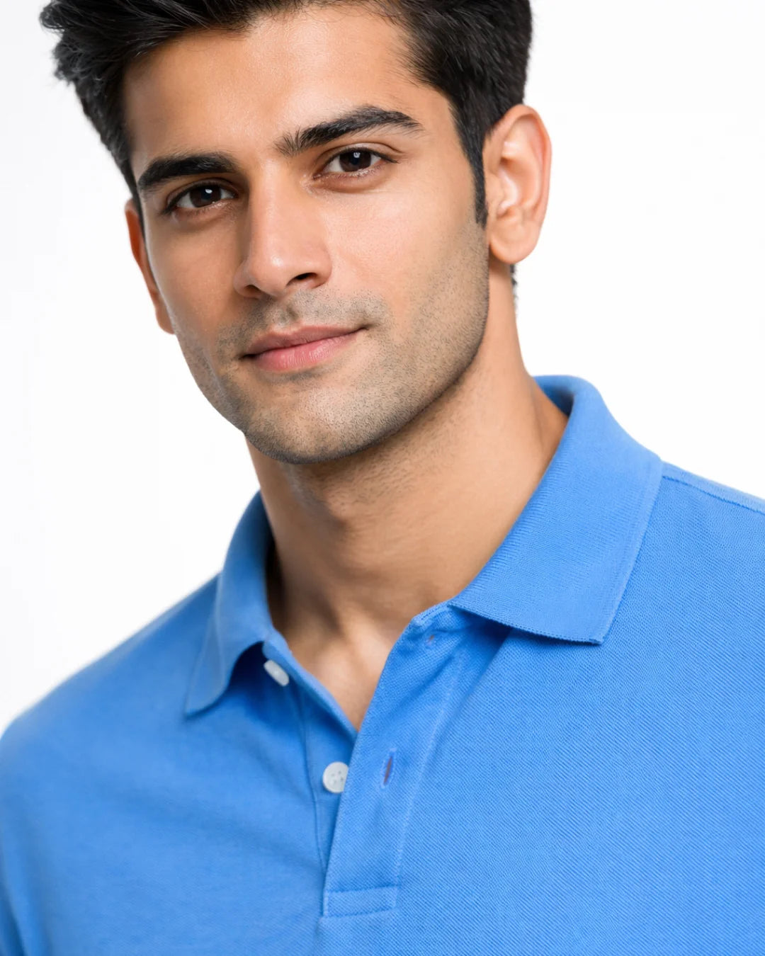BarelyStylish Sky Blue Cotton Polo Closeup