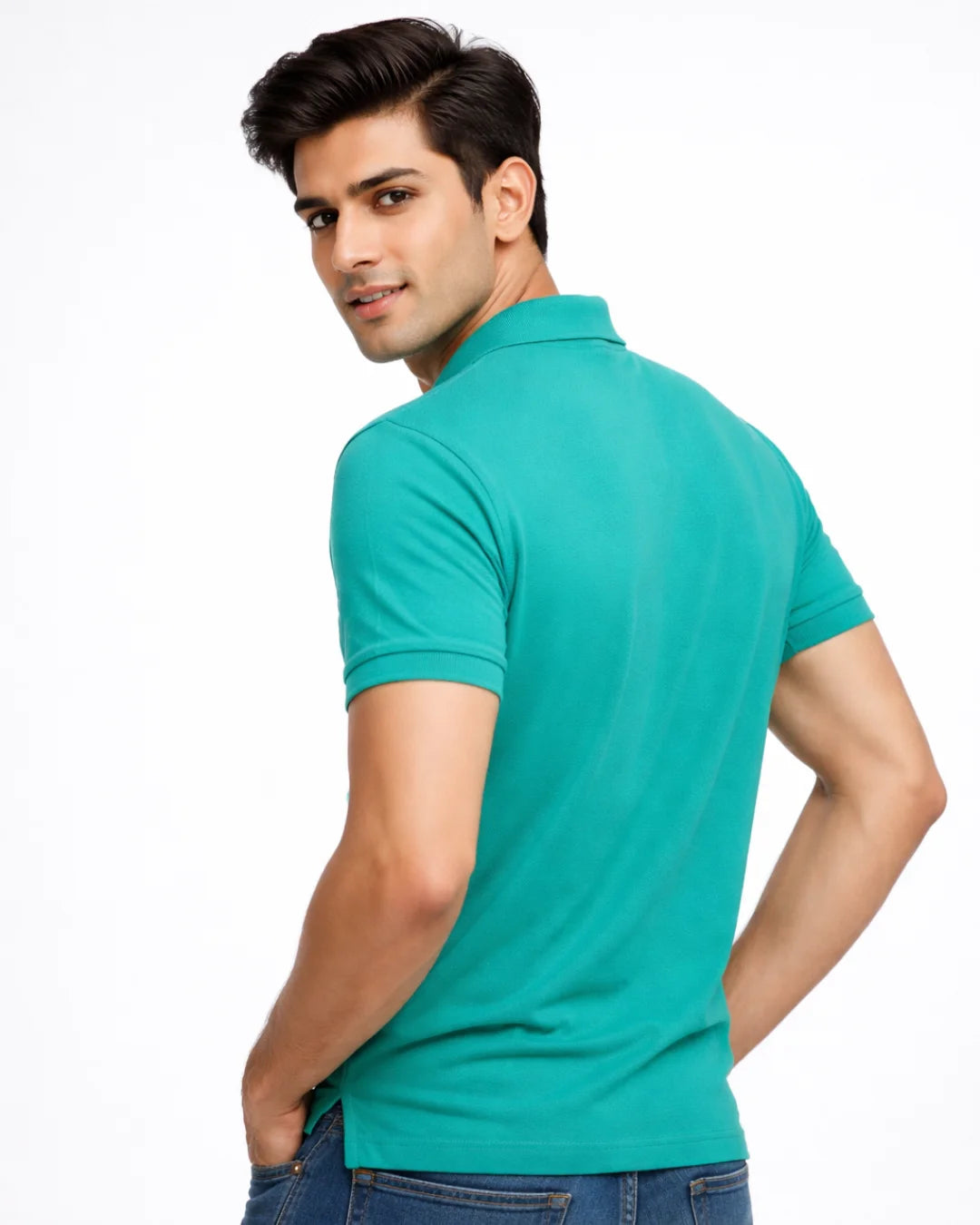 BarelyStylish Teal Green Cotton Men's Polo TShirt
