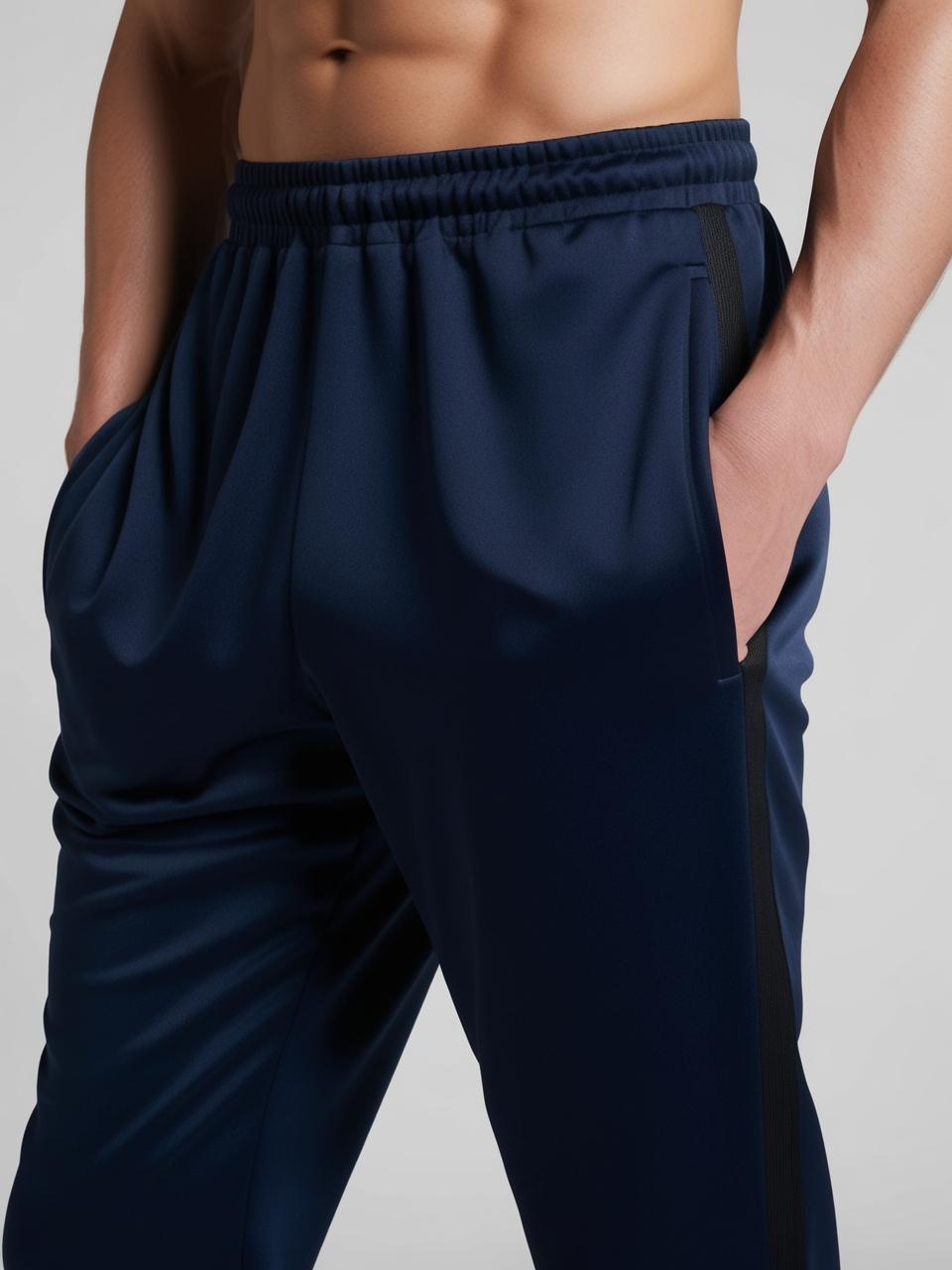 Men’s Lightweight Cotton Athletic Track Pants - Navy Blue