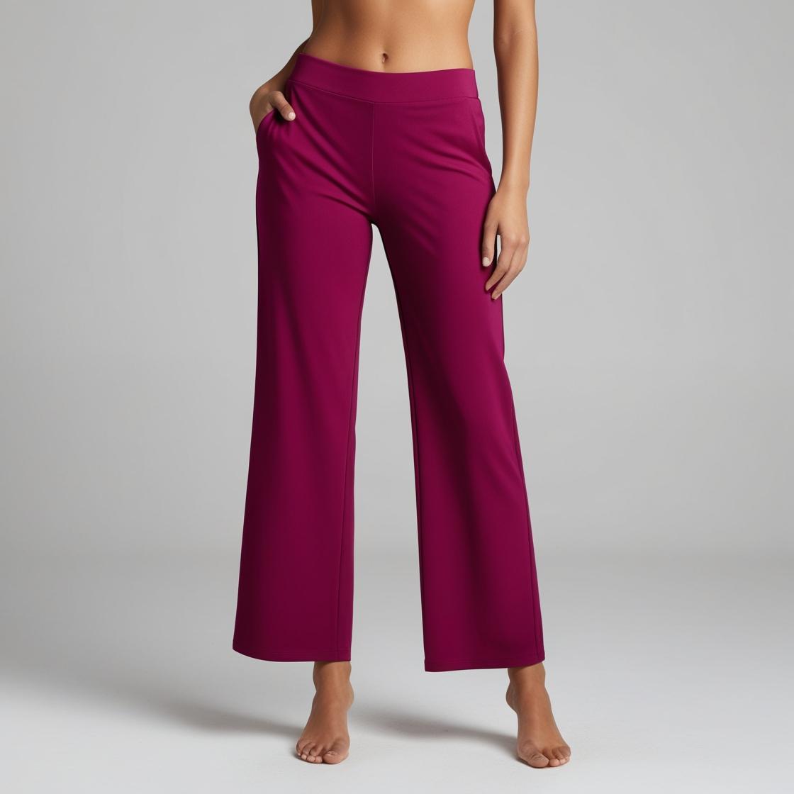 BarelyStylish Women's Palazzo Pants – Magenta Flowy Comfort & Effortless Style