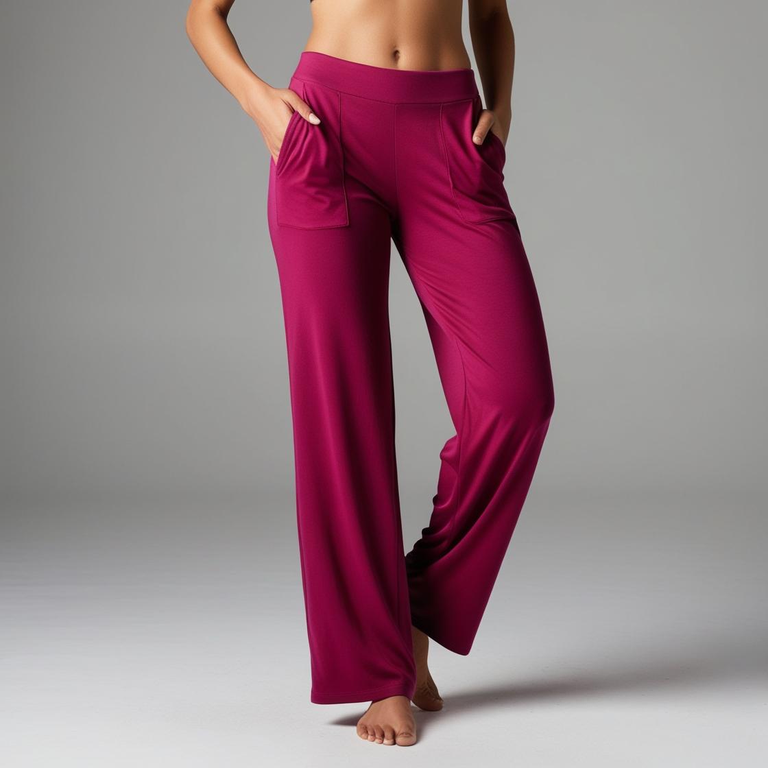 BarelyStylish Women's Palazzo Pants – Magenta Flowy Comfort & Effortless Style