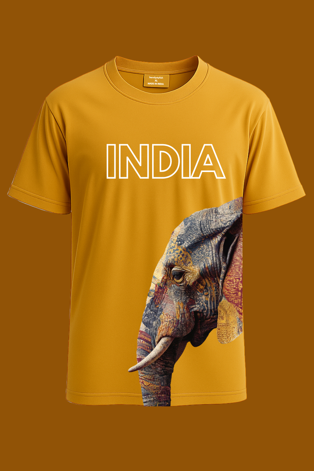 Men's Pure Cotton Crewneck T-Shirt – India Elephant Art Print