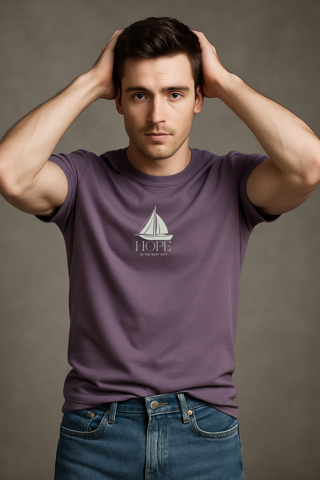 Purple Cotton Crewneck TShirt for Men