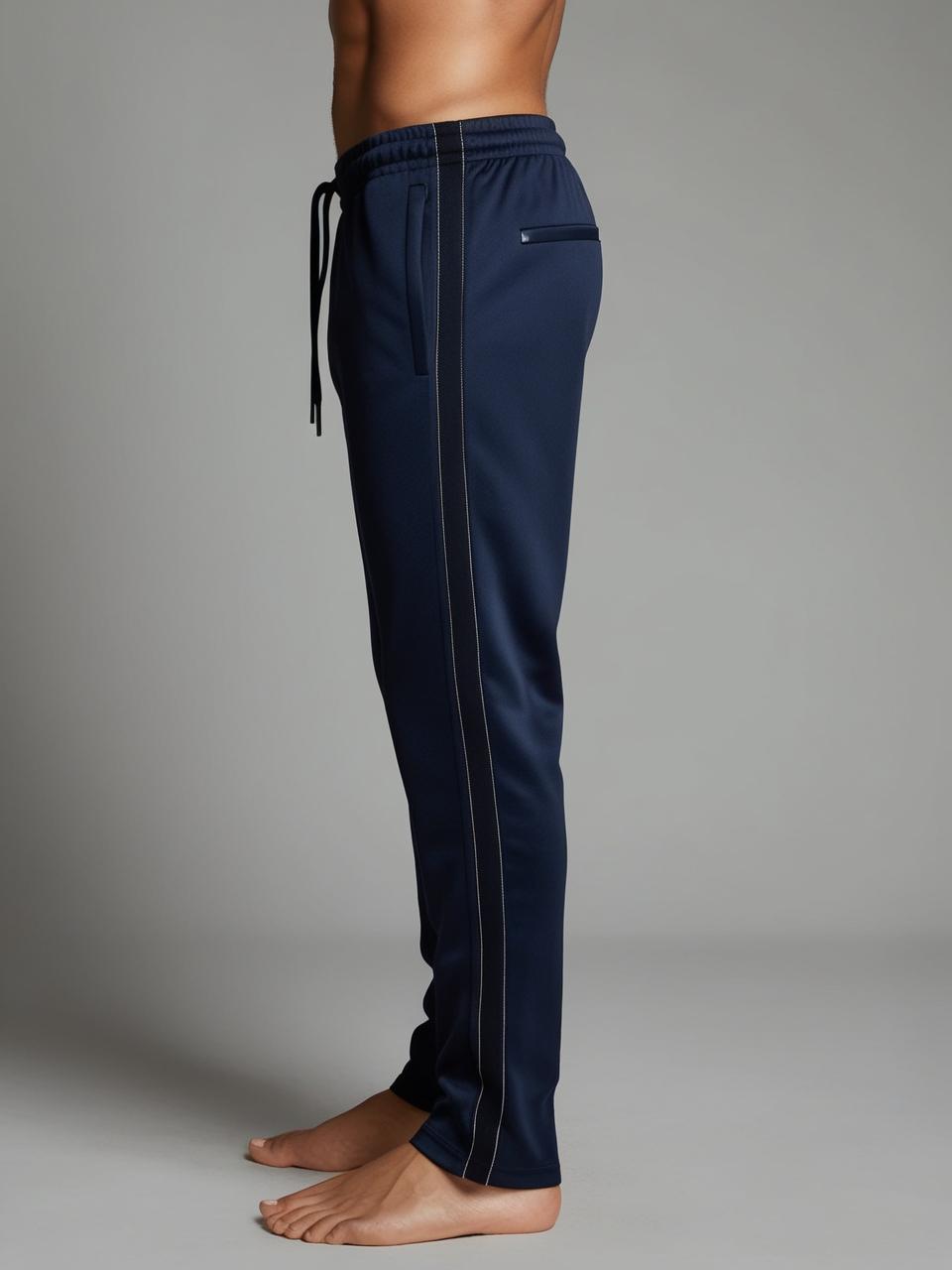 Men’s Lightweight Cotton Athletic Track Pants - Navy Blue