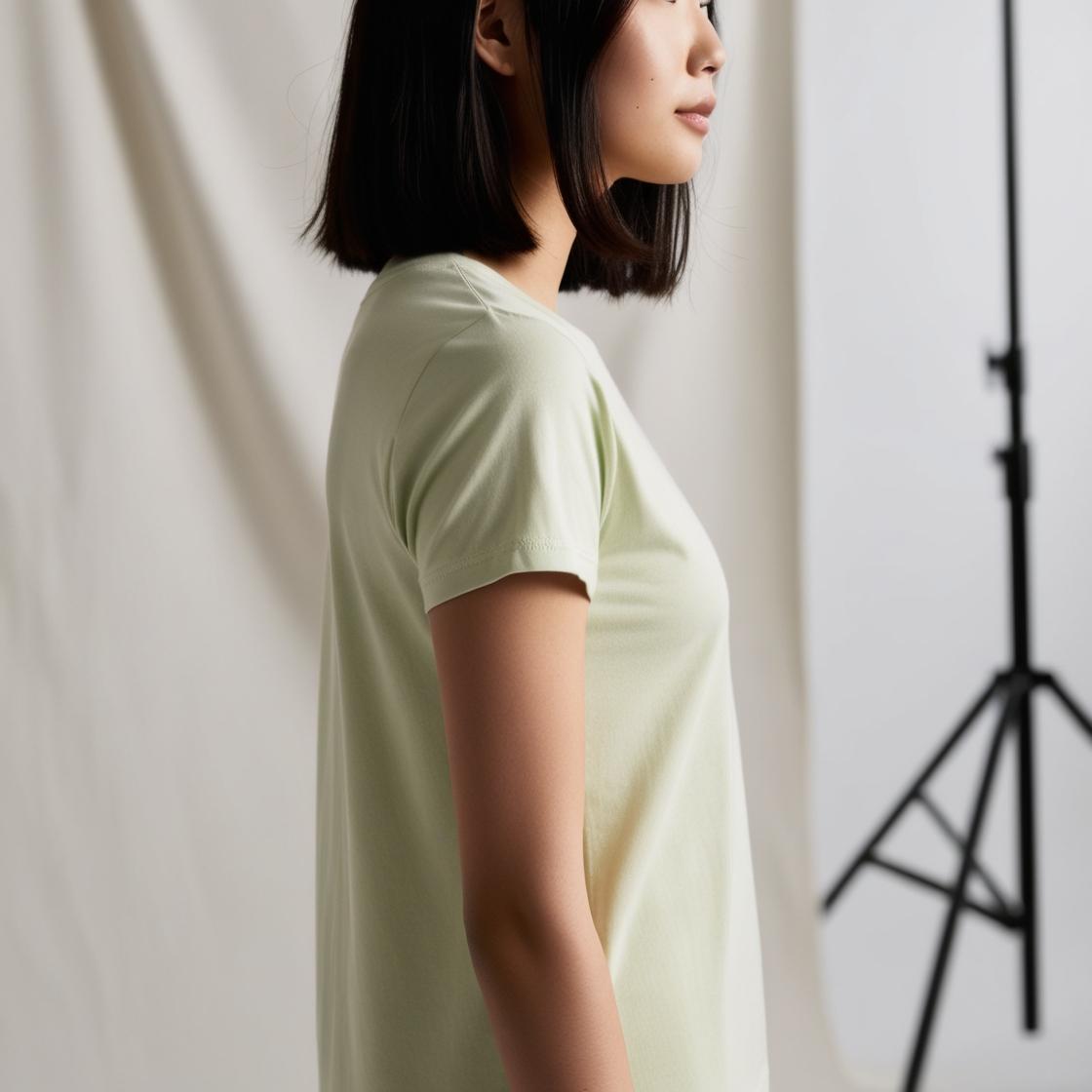 Soft & Breathable Women’s Cotton Tees – Light Mango Crew Neck