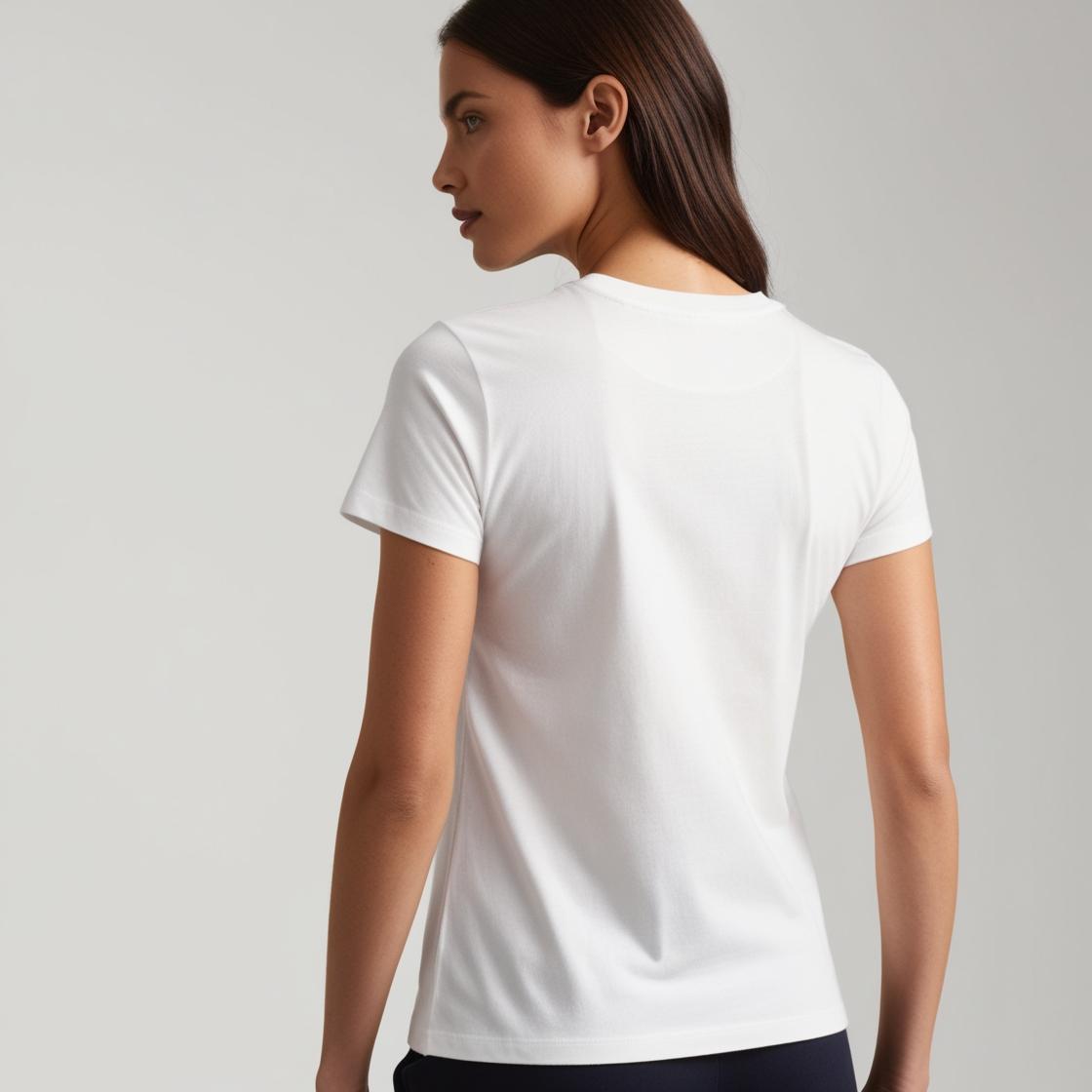 Soft & Breathable Women’s Cotton Tees – White Crew Neck
