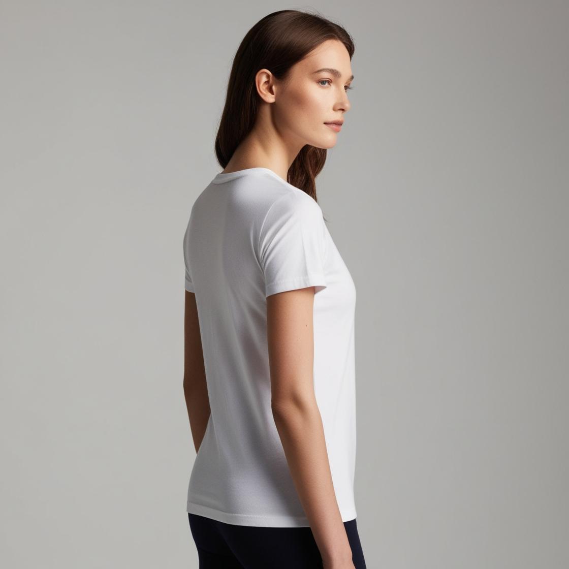 Soft & Breathable Women’s Cotton Tees – White Crew Neck